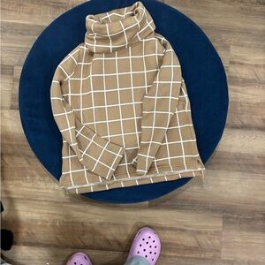 J. Crew Factory Tan Grid Turtleneck Sweater